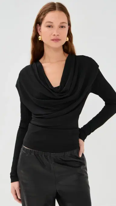 WARDROBE.NYC WARDROBE. NYC Evening Cowl Neck Top Black | Thumbnail 2 WARDROBE.NYC WARDROBE. NYC Evening Cowl Neck Top Black | Thumbnail 2