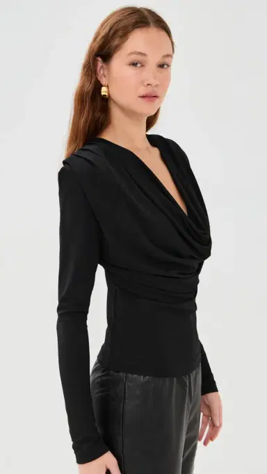 WARDROBE.NYC WARDROBE. NYC Evening Cowl Neck Top Black | Thumbnail 4 WARDROBE.NYC WARDROBE. NYC Evening Cowl Neck Top Black | Thumbnail 4