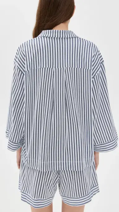 Petite Plume Pima Olivia Short Pajama et White/Navy tripe | Thumbnail 3 Petite Plume Pima Olivia Short Pajama et White/Navy tripe | Thumbnail 3