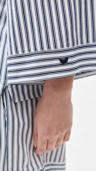 Petite Plume Pima Olivia Short Pajama et White/Navy tripe | Thumbnail 6 Petite Plume Pima Olivia Short Pajama et White/Navy tripe | Thumbnail 6