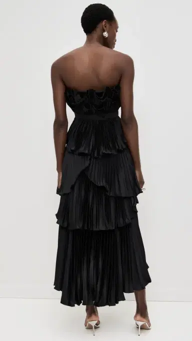 AMUR Judah Scallop Pleated Dress Black | Thumbnail 3 AMUR Judah Scallop Pleated Dress Black | Thumbnail 3