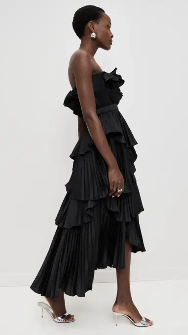 AMUR Judah Scallop Pleated Dress Black | Thumbnail 4 AMUR Judah Scallop Pleated Dress Black | Thumbnail 4