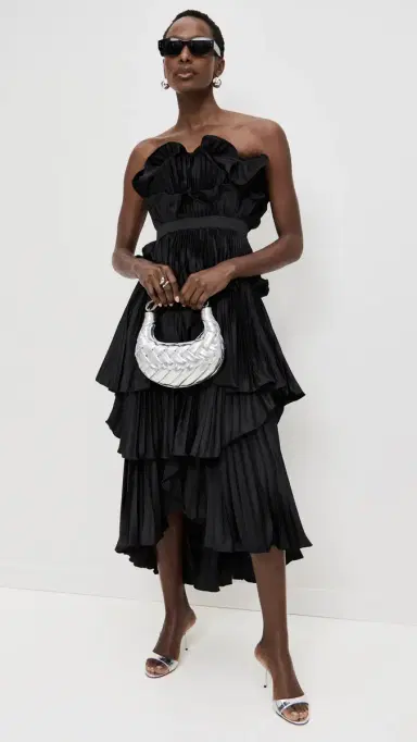AMUR Judah Scallop Pleated Dress Black | Thumbnail 5 AMUR Judah Scallop Pleated Dress Black | Thumbnail 5