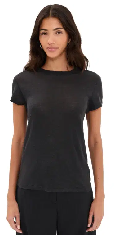 IRO Round Neck inen T-Shirt Black | Thumbnail 1 IRO Round Neck inen T-Shirt Black | Thumbnail 1
