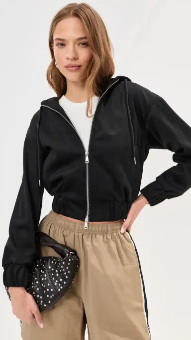 LE BOP Mabel Faux Suede Hoodie Black | Thumbnail 2 LE BOP Mabel Faux Suede Hoodie Black | Thumbnail 2