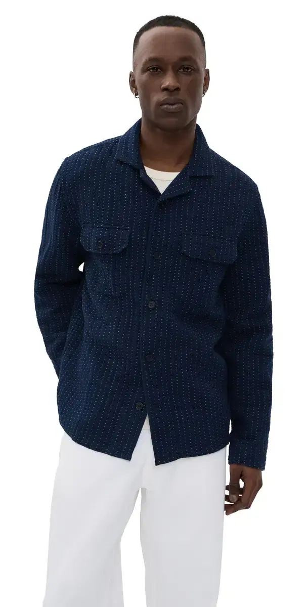 Pin Dot Dobby Two Pocket Overshirt Carbon Blue Pin Dot Dobby Two Pocket Overshirt Carbon Blue