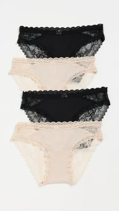 Stripe & Stare Eco Lace Original Knicker 4 Pack Black & Sand | Thumbnail 2 Stripe & Stare Eco Lace Original Knicker 4 Pack Black & Sand | Thumbnail 2
