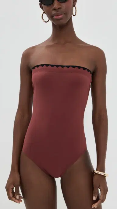 Karla Colletto Lia Bandeau One Piece with Shelf Bra Sienna/Black | Thumbnail 5 Karla Colletto Lia Bandeau One Piece with Shelf Bra Sienna/Black | Thumbnail 5