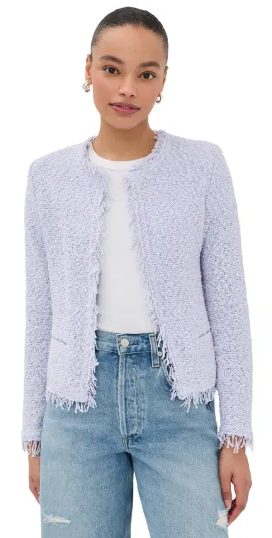 IRO Shavani Fringe Hem Tweed Jacket Lilas | Thumbnail 1 IRO Shavani Fringe Hem Tweed Jacket Lilas | Thumbnail 1