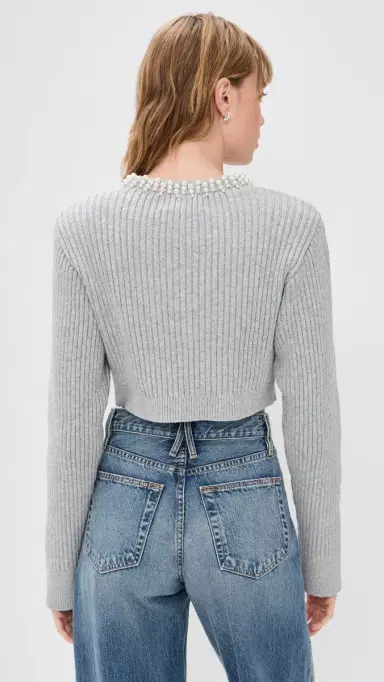 LE BOP Clara Cropped Pullover Heather Grey | Thumbnail 3 LE BOP Clara Cropped Pullover Heather Grey | Thumbnail 3