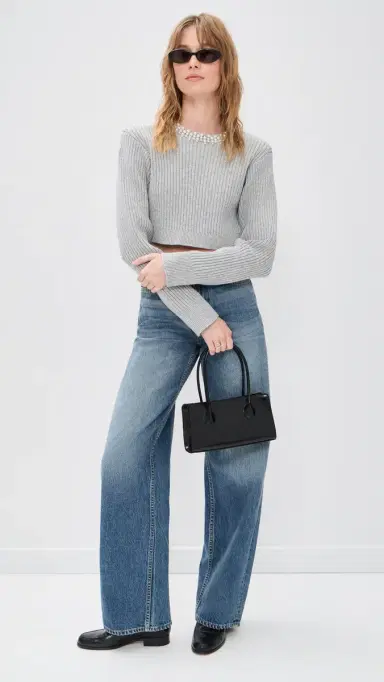 LE BOP Clara Cropped Pullover Heather Grey | Thumbnail 5 LE BOP Clara Cropped Pullover Heather Grey | Thumbnail 5