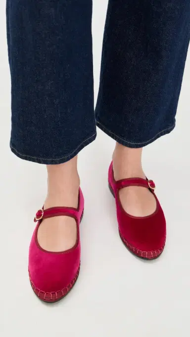 Flabelus Velvet Mary Jane Flats Pink | Thumbnail 3 Flabelus Velvet Mary Jane Flats Pink | Thumbnail 3