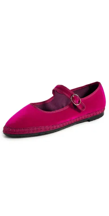 Flabelus Velvet Mary Jane Flats Pink | Thumbnail 1 Flabelus Velvet Mary Jane Flats Pink | Thumbnail 1