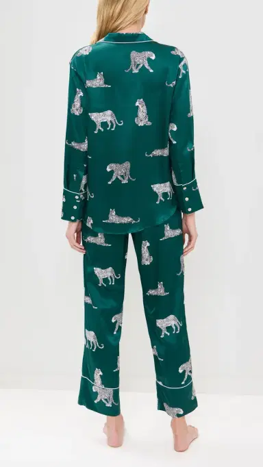 Petite Plume Mulberry Silk Panthre de Luxe Pajama et Emerald | Thumbnail 3 Petite Plume Mulberry Silk Panthre de Luxe Pajama et Emerald | Thumbnail 3