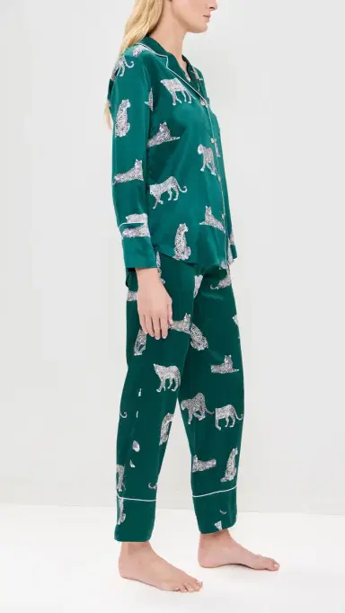Petite Plume Mulberry Silk Panthre de Luxe Pajama et Emerald | Thumbnail 4 Petite Plume Mulberry Silk Panthre de Luxe Pajama et Emerald | Thumbnail 4