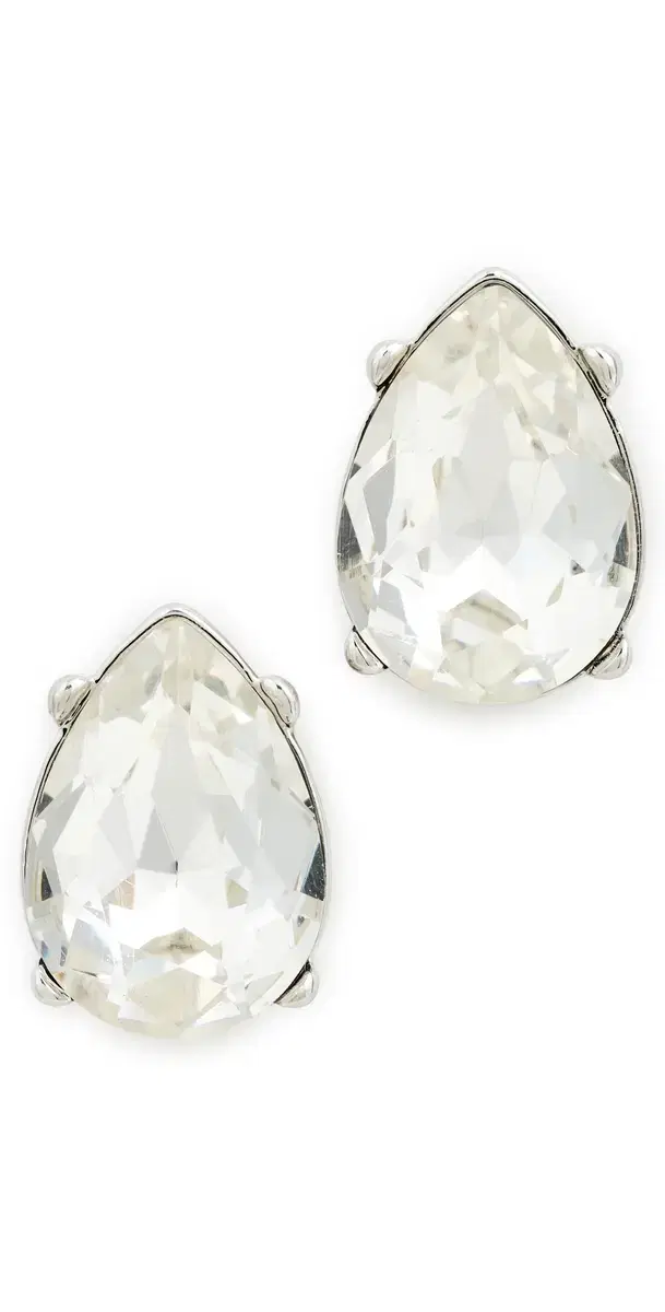 Silver Crystal Teardrop Pierced Earrings Crystal One Size Silver Crystal Teardrop Pierced Earrings Crystal One Size