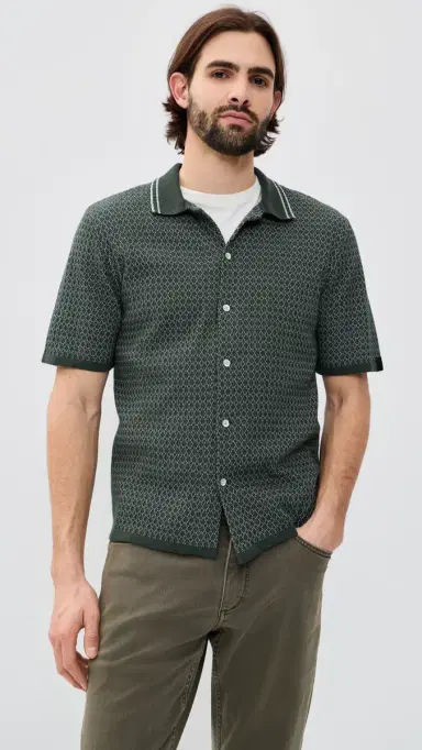 rag & bone Harvey Cross titch Camp Shirt Chgr | Thumbnail 2 rag & bone Harvey Cross titch Camp Shirt Chgr | Thumbnail 2