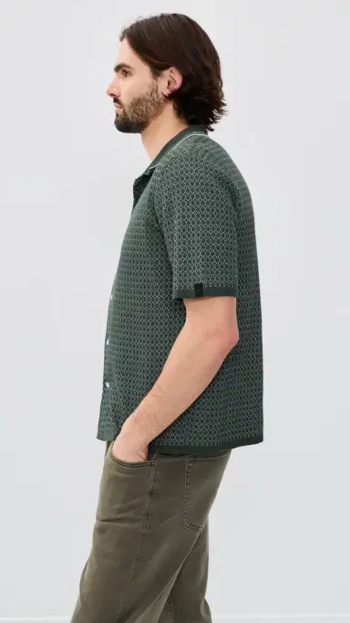 rag & bone Harvey Cross titch Camp Shirt Chgr | Thumbnail 4 rag & bone Harvey Cross titch Camp Shirt Chgr | Thumbnail 4