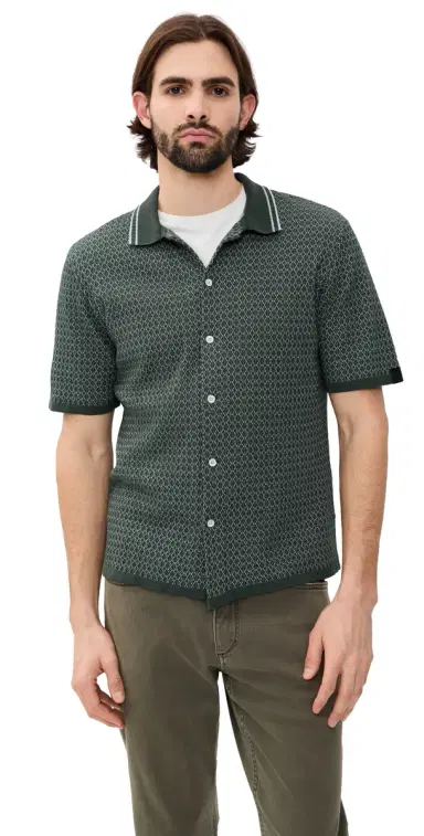 rag & bone Harvey Cross titch Camp Shirt Chgr | Thumbnail 1 rag & bone Harvey Cross titch Camp Shirt Chgr | Thumbnail 1