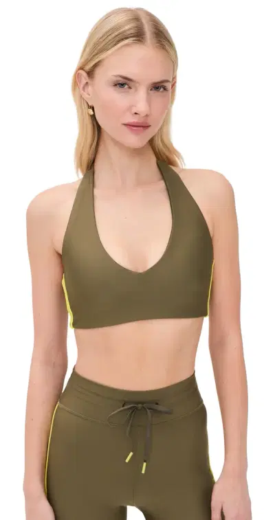 The Upside Oxford Ulla Halter ports Bra Green | Thumbnail 1 The Upside Oxford Ulla Halter ports Bra Green | Thumbnail 1