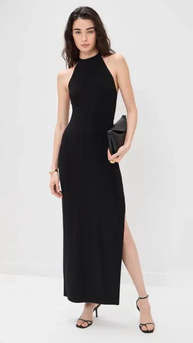 Norma Kamali Halter Long Dress Black | Thumbnail 2 Norma Kamali Halter Long Dress Black | Thumbnail 2