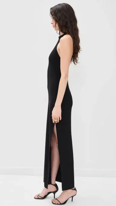 Norma Kamali Halter Long Dress Black | Thumbnail 4 Norma Kamali Halter Long Dress Black | Thumbnail 4