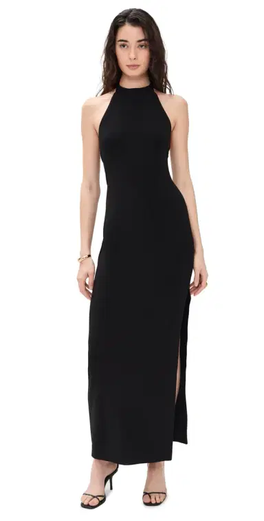 Norma Kamali Halter Long Dress Black | Thumbnail 1 Norma Kamali Halter Long Dress Black | Thumbnail 1