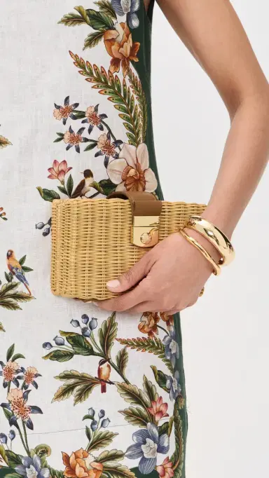 Veronica Beard Lock Box Trap Clutch Natural Wicker One Size | Thumbnail 3 Veronica Beard Lock Box Trap Clutch Natural Wicker One Size | Thumbnail 3