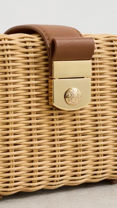 Veronica Beard Lock Box Trap Clutch Natural Wicker One Size | Thumbnail 5 Veronica Beard Lock Box Trap Clutch Natural Wicker One Size | Thumbnail 5