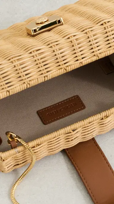 Veronica Beard Lock Box Trap Clutch Natural Wicker One Size | Thumbnail 6 Veronica Beard Lock Box Trap Clutch Natural Wicker One Size | Thumbnail 6