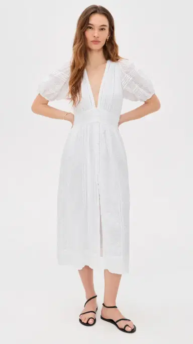 Poupette St Barth Reine Midi Dress White S | Thumbnail 2 Poupette St Barth Reine Midi Dress White S | Thumbnail 2