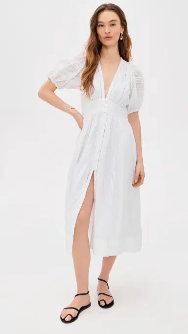 Poupette St Barth Reine Midi Dress White S | Thumbnail 5 Poupette St Barth Reine Midi Dress White S | Thumbnail 5
