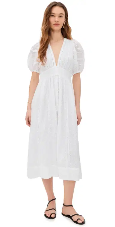 Poupette St Barth Reine Midi Dress White S | Thumbnail 1 Poupette St Barth Reine Midi Dress White S | Thumbnail 1
