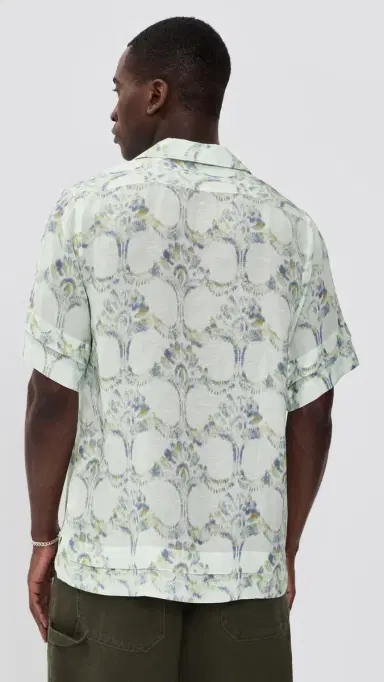 Wales Bonner Lotus Bowling Shirt Pale Teal/Olive/Lavender | Thumbnail 3 Wales Bonner Lotus Bowling Shirt Pale Teal/Olive/Lavender | Thumbnail 3