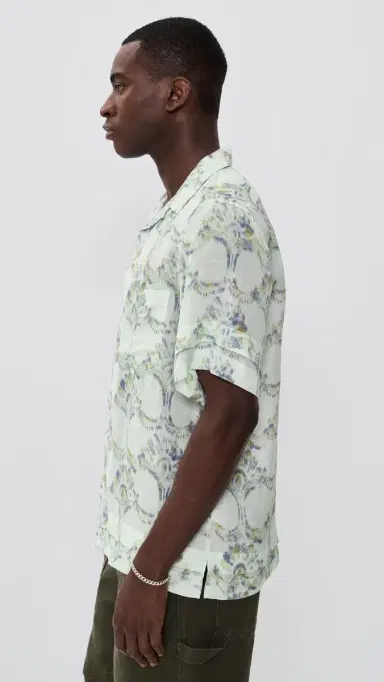 Wales Bonner Lotus Bowling Shirt Pale Teal/Olive/Lavender | Thumbnail 4 Wales Bonner Lotus Bowling Shirt Pale Teal/Olive/Lavender | Thumbnail 4