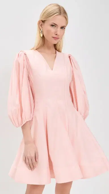 English Factory Puff Sleeve Flare Mini Dress Pink | Thumbnail 2 English Factory Puff Sleeve Flare Mini Dress Pink | Thumbnail 2