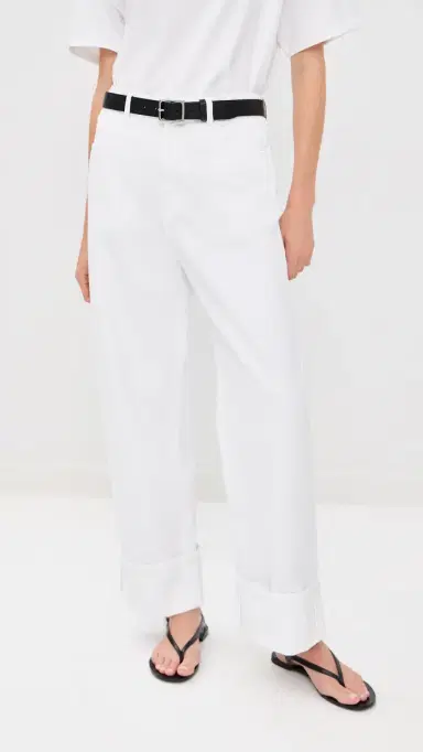 Róhe Baggy Fit Turn-Up Denim Jeans Optic White | Thumbnail 2 Róhe Baggy Fit Turn-Up Denim Jeans Optic White | Thumbnail 2