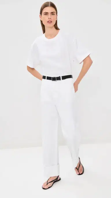 Róhe Baggy Fit Turn-Up Denim Jeans Optic White | Thumbnail 5 Róhe Baggy Fit Turn-Up Denim Jeans Optic White | Thumbnail 5