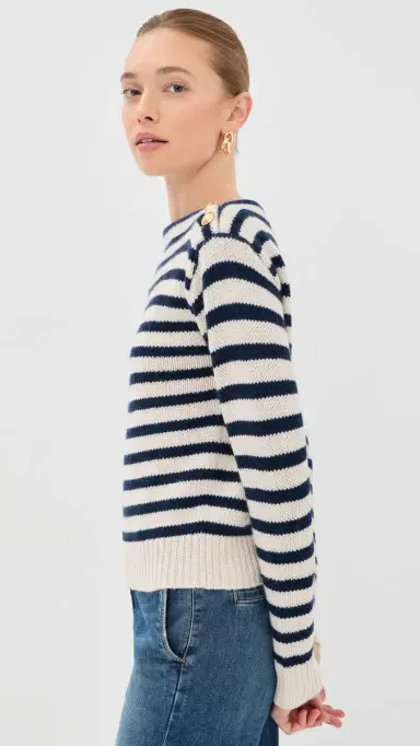 Nili Lotan Tandy Cashmere Sweater /arine Stripe | Thumbnail 4 Nili Lotan Tandy Cashmere Sweater /arine Stripe | Thumbnail 4