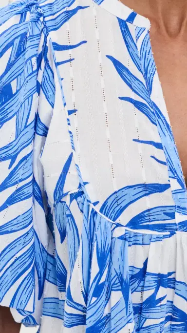 Poupette St Barth Mini Dress Cruz Blue Palm eaf | Thumbnail 6 Poupette St Barth Mini Dress Cruz Blue Palm eaf | Thumbnail 6
