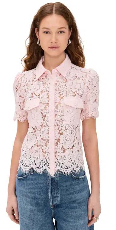 Generation Love Mina Lace Shirt Petal Pink | Thumbnail 1 Generation Love Mina Lace Shirt Petal Pink | Thumbnail 1