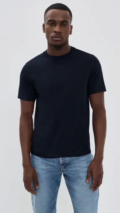 FRAME Short Sleeve Light Cotton Tee Dark Navy | Thumbnail 2 FRAME Short Sleeve Light Cotton Tee Dark Navy | Thumbnail 2
