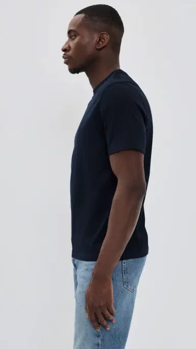 FRAME Short Sleeve Light Cotton Tee Dark Navy | Thumbnail 4 FRAME Short Sleeve Light Cotton Tee Dark Navy | Thumbnail 4