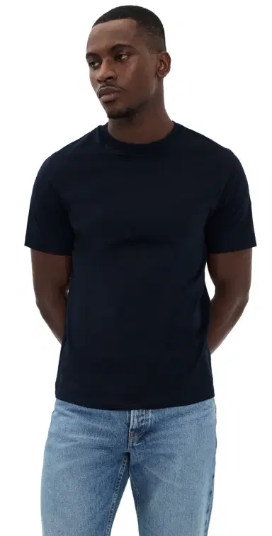 FRAME Short Sleeve Light Cotton Tee Dark Navy | Thumbnail 1 FRAME Short Sleeve Light Cotton Tee Dark Navy | Thumbnail 1