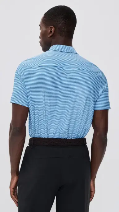 Rhone Slim Fit Commuter Polo Bright Sapphire Double Stripe | Thumbnail 3 Rhone Slim Fit Commuter Polo Bright Sapphire Double Stripe | Thumbnail 3