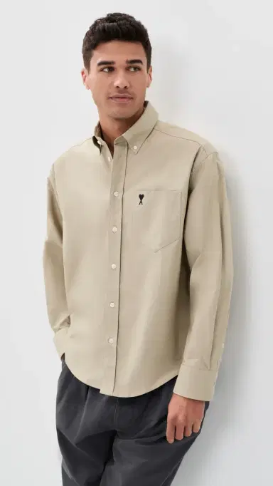 AMI ADC Boxy Button Down Beige Taupe | Thumbnail 2 AMI ADC Boxy Button Down Beige Taupe | Thumbnail 2