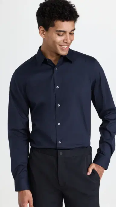 Theory ylvain Good Cotton Shirt Eclipse | Thumbnail 2 Theory ylvain Good Cotton Shirt Eclipse | Thumbnail 2