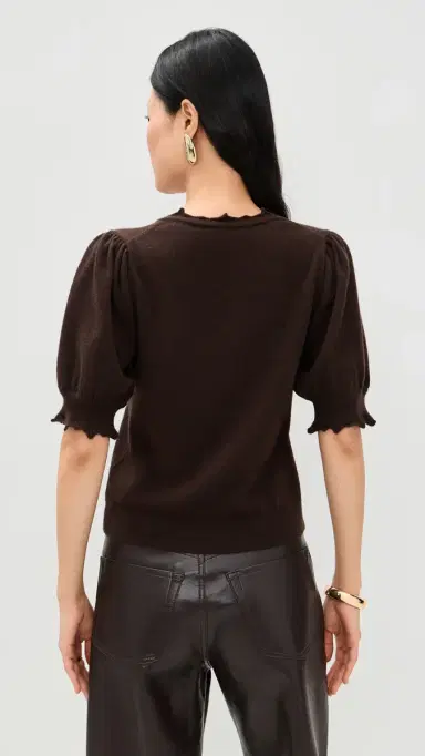 Ulla Johnson olline Short Sleeve Cashmere Top Wenge | Thumbnail 3 Ulla Johnson olline Short Sleeve Cashmere Top Wenge | Thumbnail 3