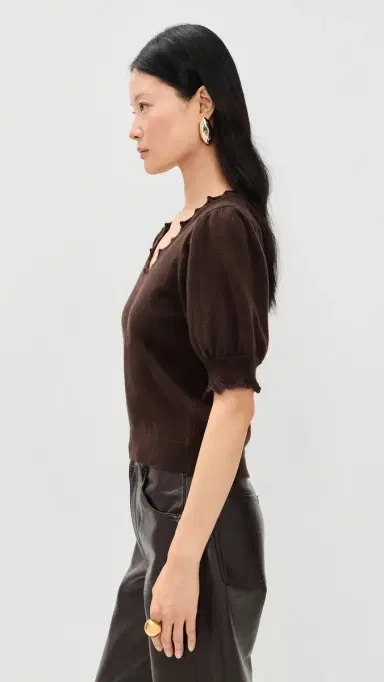 Ulla Johnson olline Short Sleeve Cashmere Top Wenge | Thumbnail 4 Ulla Johnson olline Short Sleeve Cashmere Top Wenge | Thumbnail 4