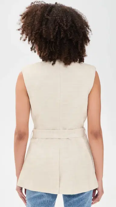 Good American Linen Blend Sleeveless Belted Vest Oat | Thumbnail 3 Good American Linen Blend Sleeveless Belted Vest Oat | Thumbnail 3